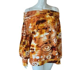 NWT Coldesina Women’s Tie-Dye Off-Shoulder Sweater SZ XL🧡
